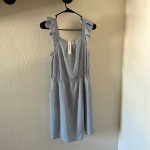 Summer dress, blue white stripes, pockets, brand new with tags